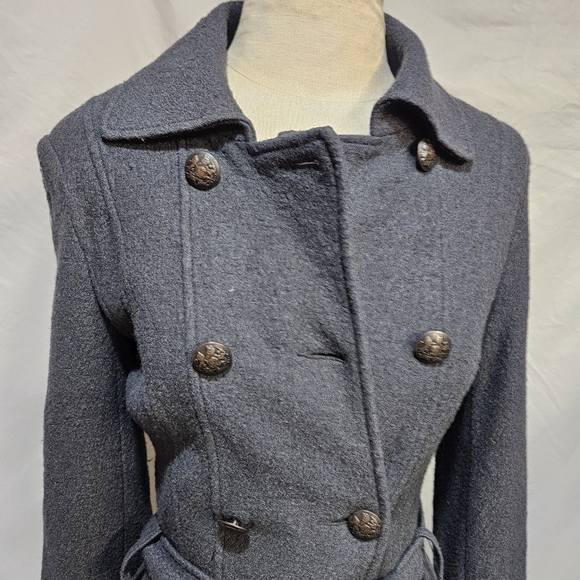 Free People chic Double-Breasted Gray Coat - Picture 2 of 7